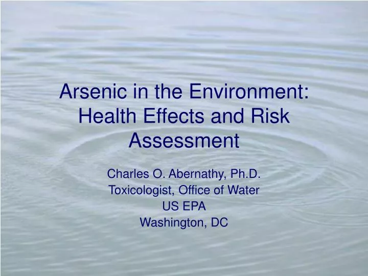 arsenic in the environment health effects and risk assessment
