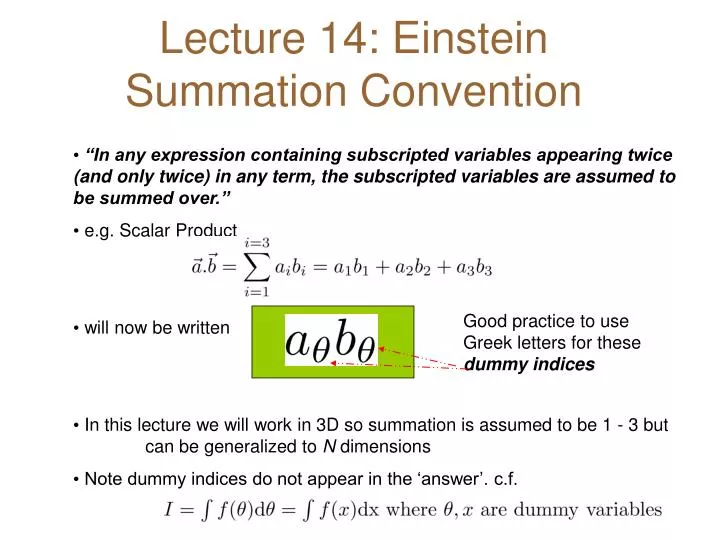 lecture 14 einstein summation convention
