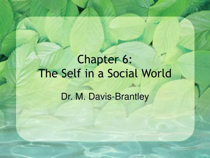 chapter 6 the self in a social world