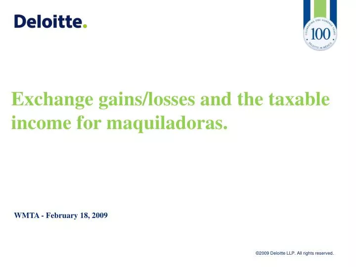 exchange gains losses and the taxable income for maquiladoras