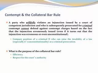 Contempt &amp; the Collateral Bar Rule