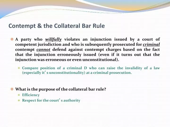 contempt the collateral bar rule