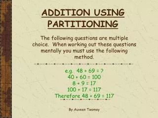ADDITION USING PARTITIONING