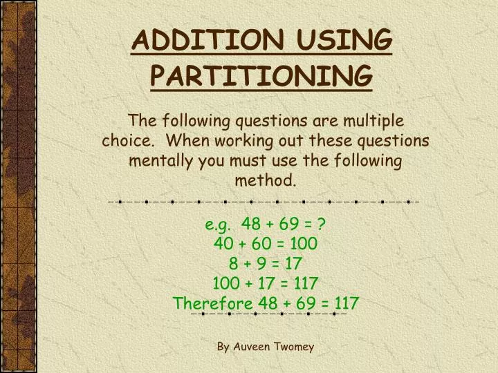addition using partitioning