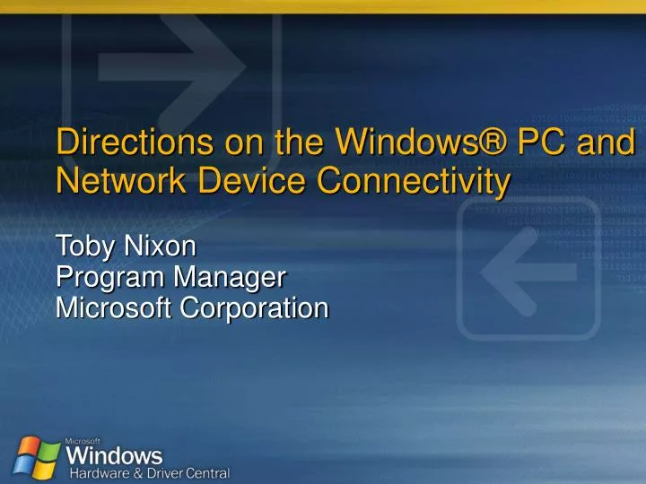directions on the windows pc and network device connectivity