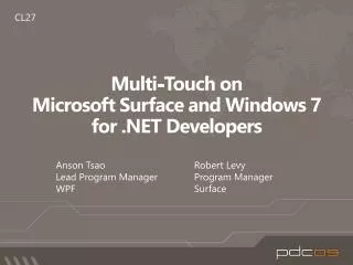 Multi-Touch on Microsoft Surface and Windows 7 for .NET Developers