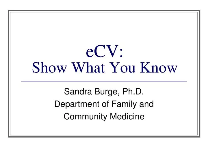 ecv show what you know