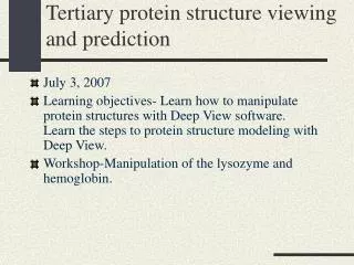 Tertiary protein structure viewing and prediction