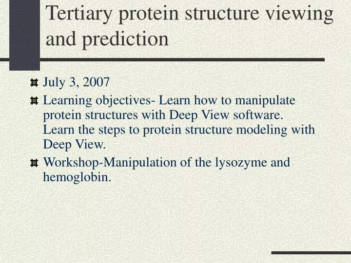 tertiary protein structure viewing and prediction