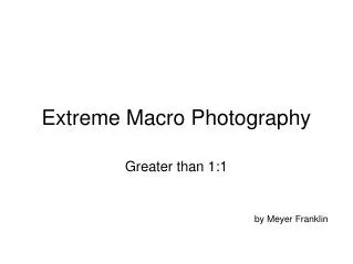 Extreme Macro Photography