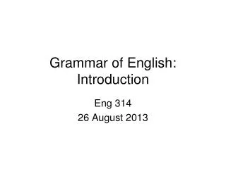 Grammar of English: Introduction