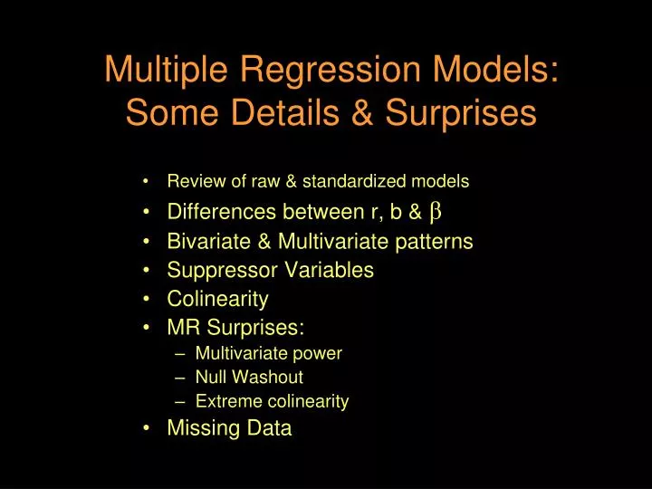 multiple regression models some details surprises