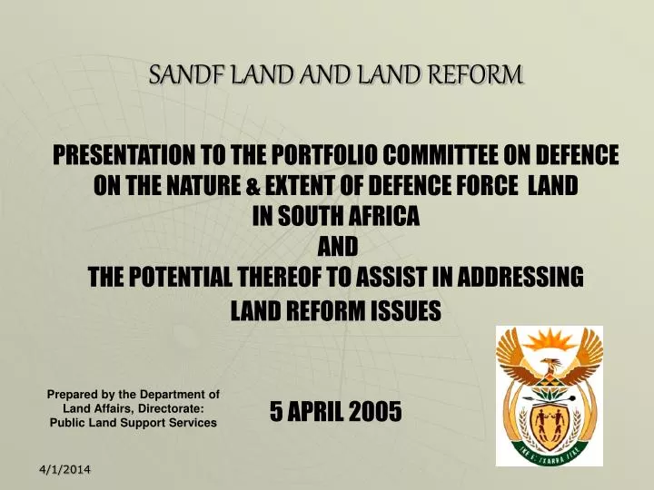 sandf land and land reform
