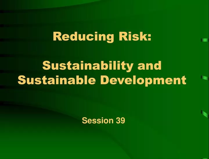 reducing risk sustainability and sustainable development