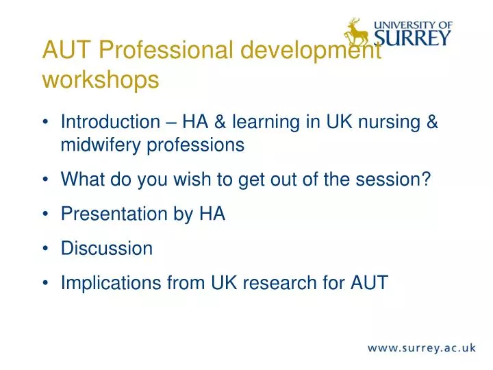 aut professional development workshops