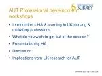 AUT Professional development workshops - slide 1