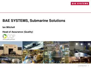 BAE SYSTEMS, Submarine Solutions Ian Mitchell Head of Assurance (Quality)