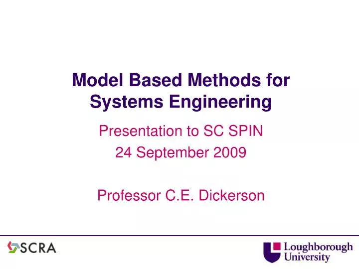 model based methods for systems engineering