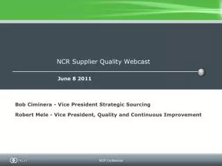 NCR Supplier Quality Webcast