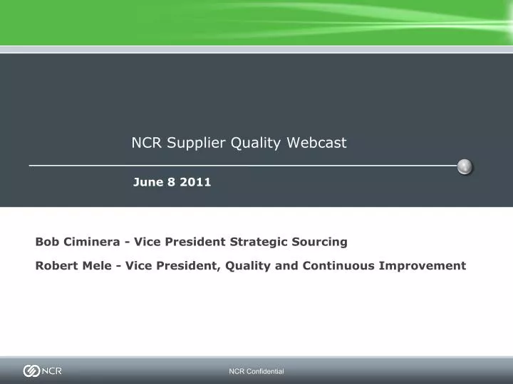 ncr supplier quality webcast
