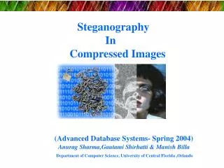 Steganography In 	Compressed Images