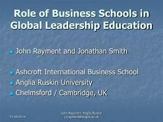 Role of Business Schools in Global Leadership Education