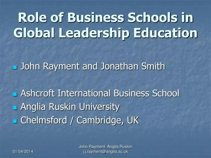 role of business schools in global leadership education