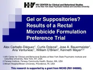 Gel or Suppositories? Results of a Rectal Microbicide Formulation Preference Trial