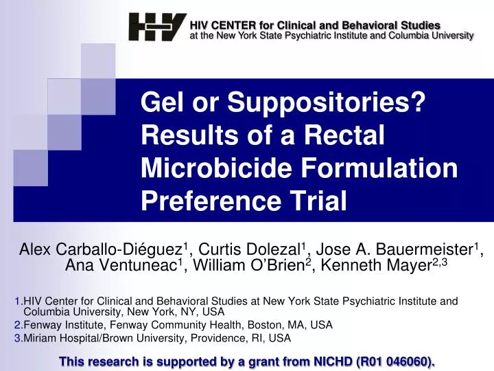 gel or suppositories results of a rectal microbicide formulation preference trial