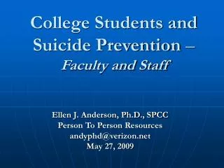 College Students and Suicide Prevention – Faculty and Staff