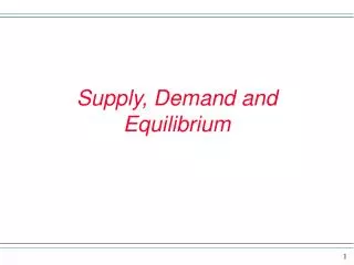 Supply, Demand and Equilibrium