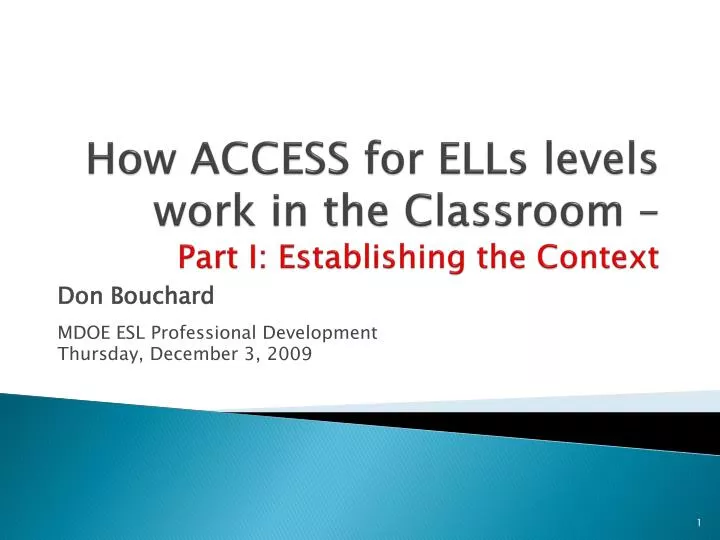 how access for ells levels work in the classroom part i establishing the context