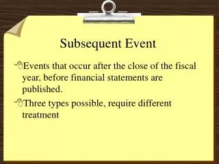 Subsequent Event