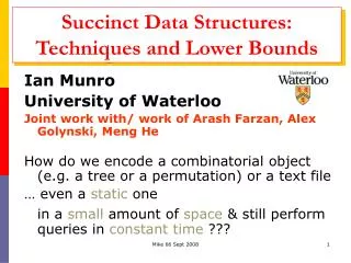 Succinct Data Structures: Techniques and Lower Bounds