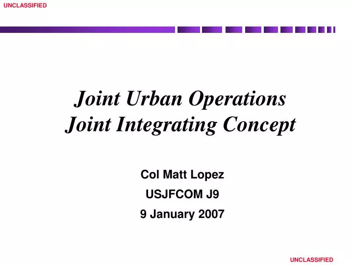 joint urban operations joint integrating concept