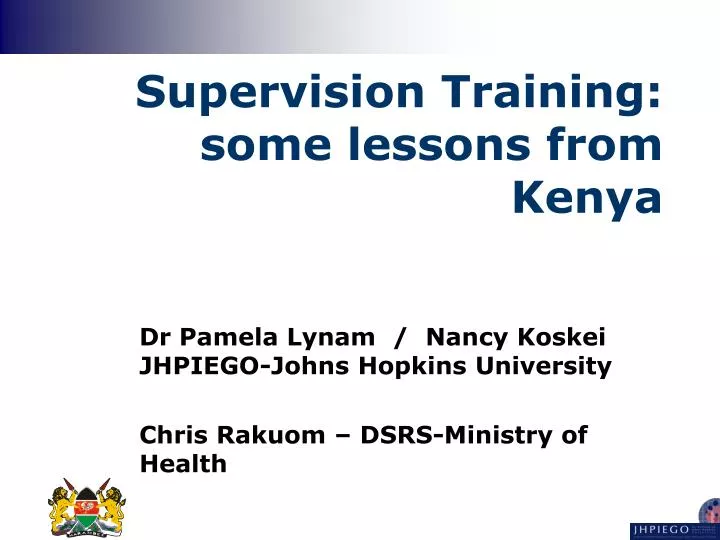supervision training some lessons from kenya