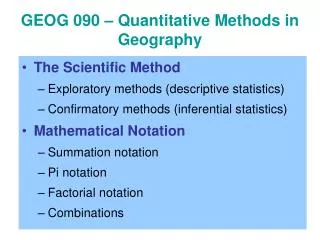 GEOG 090 – Quantitative Methods in Geography