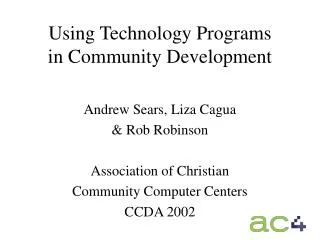 Using Technology Programs in Community Development