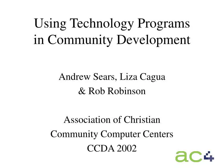 using technology programs in community development