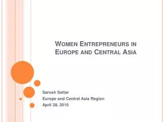 Women Entrepreneurs in Europe and Central Asia