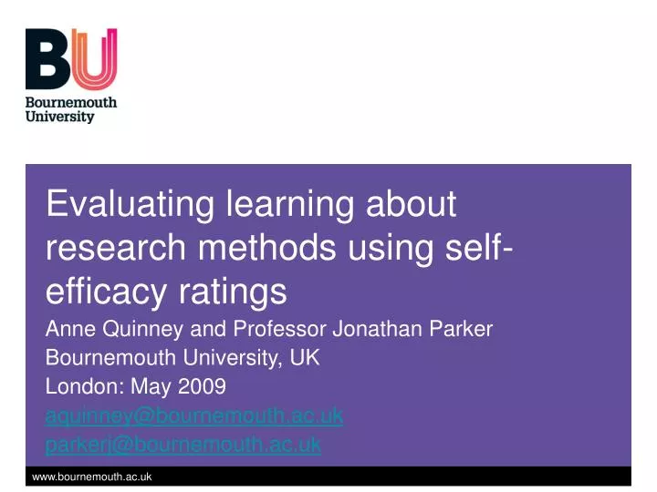 evaluating learning about research methods using self efficacy ratings