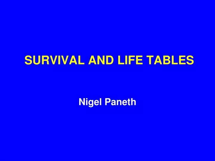 survival and life tables