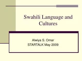 Swahili Language and Cultures