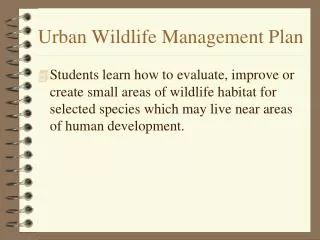 Urban Wildlife Management Plan
