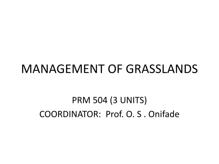 management of grasslands