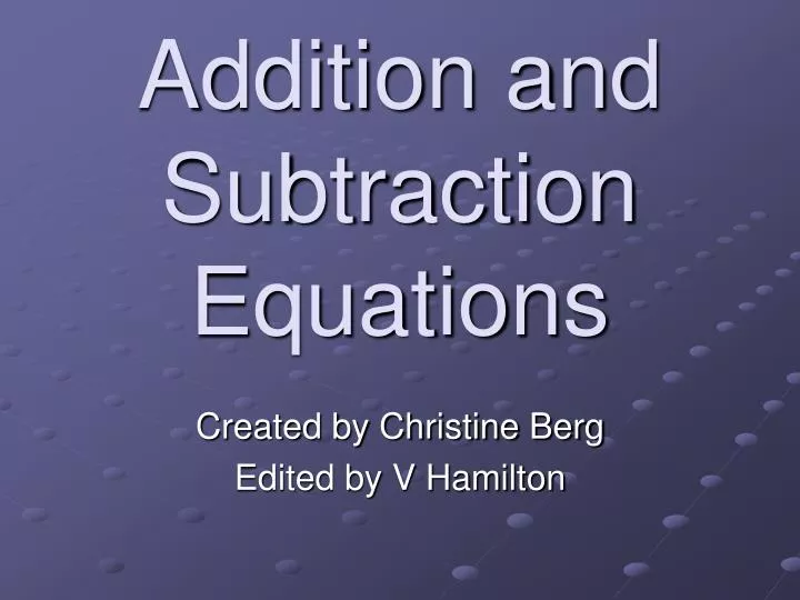 addition and subtraction equations