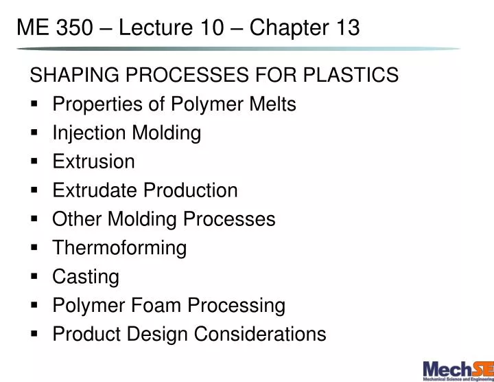 me 350 lecture 10 chapter 13