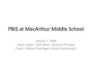 PBIS at MacArthur Middle School