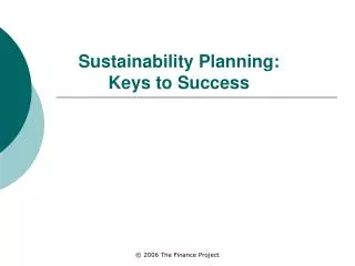 Sustainability Planning: Keys to Success