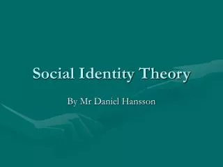 Social Identity Theory